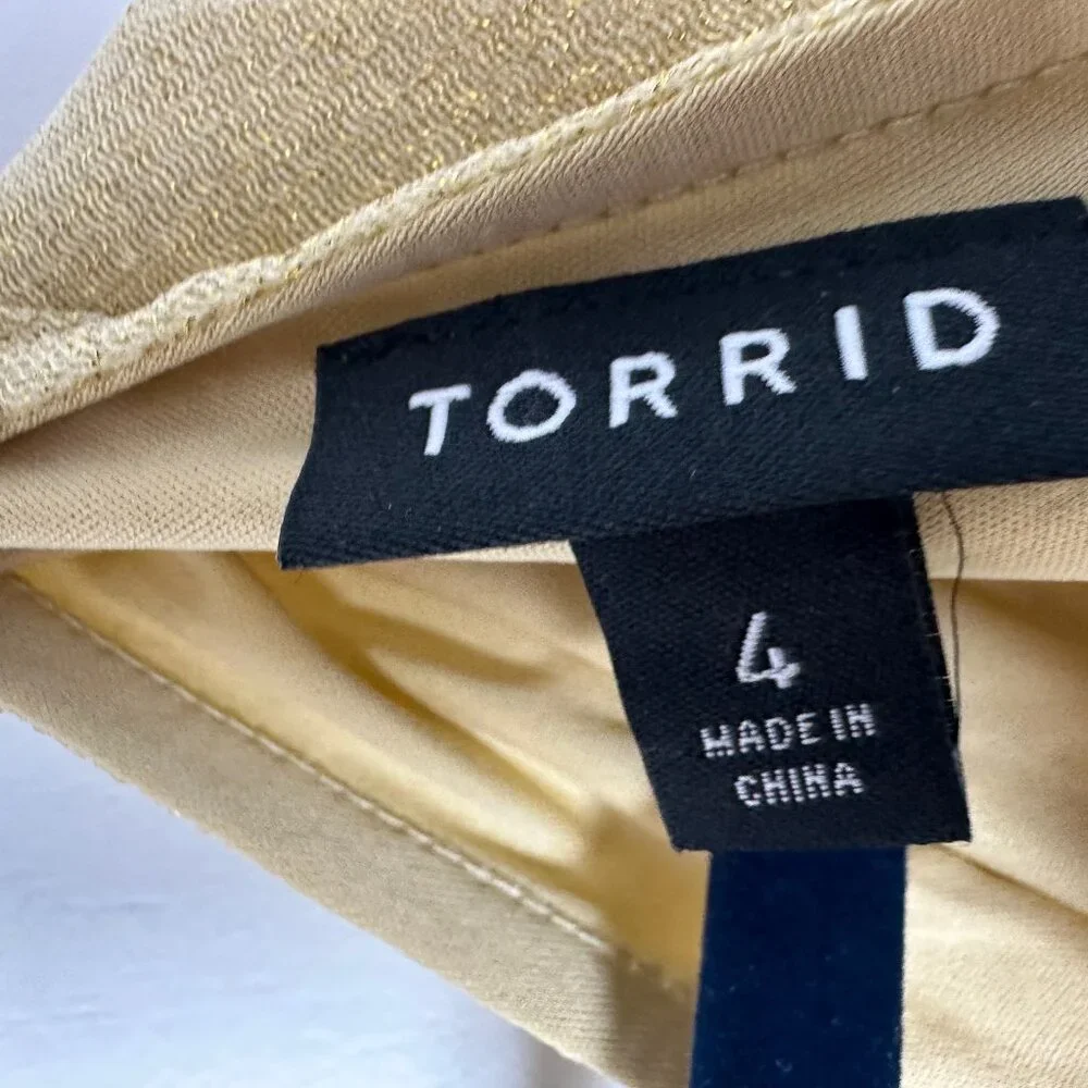NWT Torrid Glitter Lurex Surplice Peplum Top Gold Size 4 (26) - Picture 7 of 12